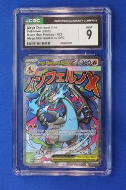 2025 Pokemon MEGA CHARIZARD X ex Card #023 Black Star Promos CGC 9 MINT Graded - Image 1