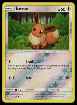 Pokemon Card Cosmic Eclipse Eevee 166/236 Common Reverse Holo - Image 1