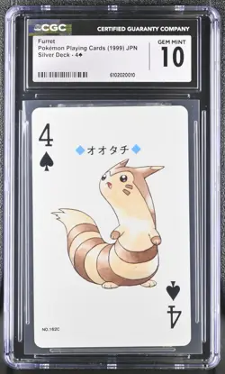 Furret 4 of Spades Silver Deck Pokemon Playing Cards Jpn CGC 10 Gem Mint Pop 8 - Image 1