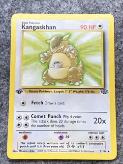 1999 Pokemon TCG Kangaskhan Jungle 21/64 Non-Holo 1st Edition Regular Card LP/MP - Image 1