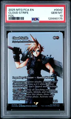 2025 MTG FINAL FANTASY THROUGH THE AGES #0042 CLOUD STRIFE FOIL PSA 10 - Image 1