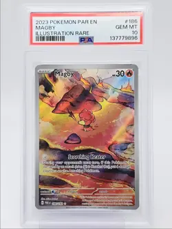 MAGBY 2023 POKEMON PARADOX RIFT ILLUSTRATION RARE 186/182 PSA 10 Q5677 - Image 1