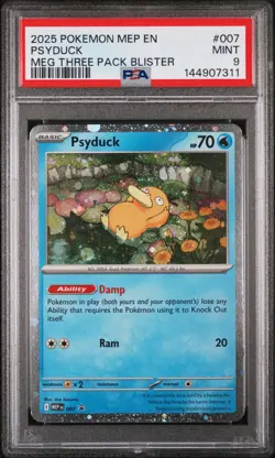 2025 POKEMON MEP EN-ME BLACK STAR PROMO #007 PSYDUCK PSA 9 - Image 1