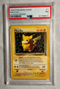 1999 Pokemon League Promo Black Star PIKACHU #1 PSA 7 NM - Image 1