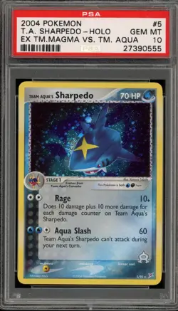 Pokemon Team Aqua's Sharpedo EX TM Magma Vs TM Aqua Holo Rare #5 PSA 10 Gem Mint - Image 1