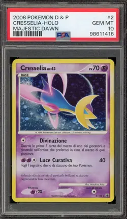 Pokemon Cresselia Majestic Dawn ITALIAN Holo Rare #2 PSA 10 Gem Mint - Image 1