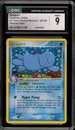 Pokemon Quagsire EX Team Rocket Returns Reverse Holo #26 CGC 9 Mint - Image 1