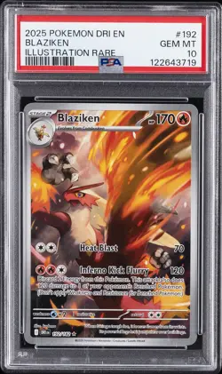 2025 POKEMON DRI EN-DESTINED RIVALS ILLUSTRATION RARE #192 BLAZIKEN PSA 10 - Image 1