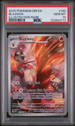 2025 POKEMON DRI EN-DESTINED RIVALS ILLUSTRATION RARE #192 BLAZIKEN PSA 10 - Image 1