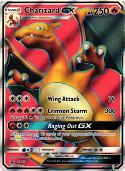 Pokemon TCG Black Star Charizard Gx Regular Sized Card SM60 Full Art Promo DMG - Image 1