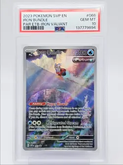 IRON BUNDLE 2023 POKEMON SVP IRON VALIANT BLACK STAR PROMO #066 PSA 10 Q5677 - Image 1