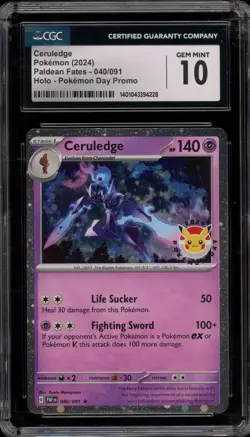 Pokemon Ceruledge Paldean Fates Pokemon Day Holo Promo #040 CGC 10 Gem Mint - Image 1