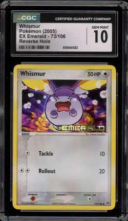 Pokemon Whismur EX Emerald Reverse Holo #73 CGC 10 Gem Mint - Image 1