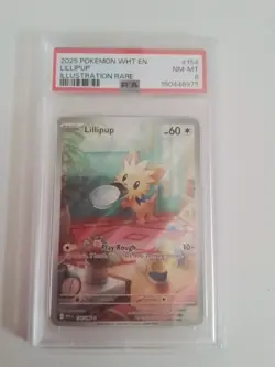 2025 POKEMON WHT EN-WHITE FLARE ILLUSTRATION RARE #154 LILLIPUP PSA 8 - Image 1