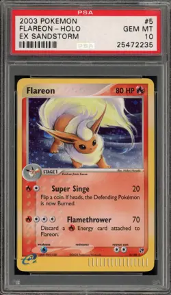 Pokemon Flareon EX Sandstorm Holo Rare #5 PSA 10 Gem Mint - Image 1