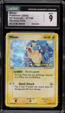 Pokemon Minun EX Emerald Reverse Holo #37 CGC 9 Mint - Image 1