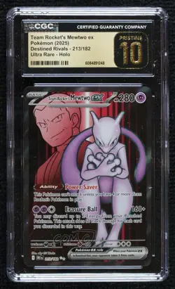 Team Rocket's Mewtwo ex Ultra Rare Pokemon Destined Rivals (DRI) CGC 10 Pristine - Image 1