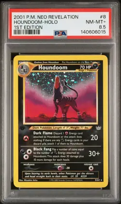 2001 POKEMON NEO REVELATION 1ST ED #8 HOUNDOOM-HOLO PSA 8.5 - Image 1