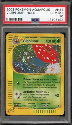 Pokemon Vileplume Aquapolis Holo Rare #H31 PSA 10 Gem Mint - Image 1