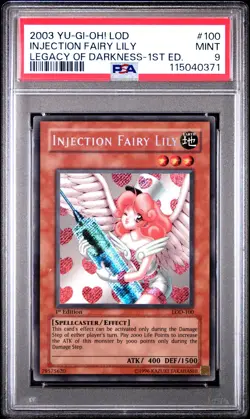 Injection Fairy Lily LOD-100 1st Edition Secret Rare Yugioh PSA 9 *371 - Image 1