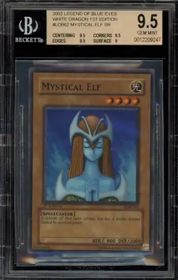 Yu-Gi-Oh! Mystical Elf Legend of Blue Eyes 1st Ed Super Rare LOB-062 BGS 9.5 - Image 1