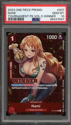 One Piece CCG Nami Tournament Pk. Vol.3 Winner ST01-007 PSA 10 Gem Mint - Image 1