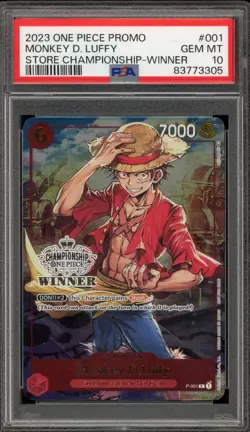 One Piece CCG Monkey.D.Luffy Store Championship Winner Promo P-001 PSA 10 - Image 1