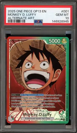 One Piece CCG Monkey.D.Luffy Alternate Art OP13-001 PSA 10 Gem Mint - Image 1