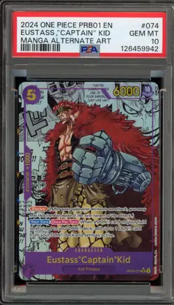 One Piece CCG Eustass"Captain"Kid PRB01 Manga Alternate Art OP05-074 PSA 10 - Image 1