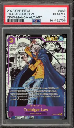 One Piece CCG Trafalgar Law Manga Alternate Art OP05-069 PSA 10 Gem Mint - Image 1