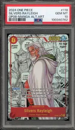 One Piece CCG Silvers Rayleigh Manga Alternate Art OP08-118 PSA 10 Gem Mint - Image 1