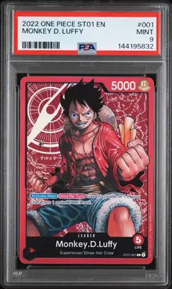 One Piece Monkey D. Luffy Starter Deck Straw Hat Crew PRE-ERRATA ST01-001 PSA 9 - Image 1