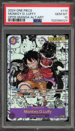 One Piece CCG Monkey.D.Luffy Manga Alternate Art OP09-119 PSA 10 Gem Mint - Image 1