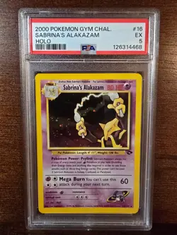 PSA 5 EX 2000 POKEMON GYM CHALLENGE SET SABRINA'S ALAKAZAM HOLO CARD 16/132 - Image 1