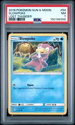 2018 POKEMON SUN & MOON LOST THUNDER #54 SLOWPOKE PSA 7 - Image 1
