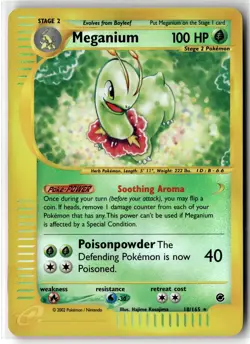 Meganium ⭐ 18/165 Reverse Holo Rare Expedition Base Set 2002 Pokemon LP - Image 1