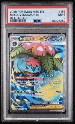 2025 Pokemon Mega Venusaur EX #155 Mega Evolutions Ultra Rare PSA 9 MINT - Image 1