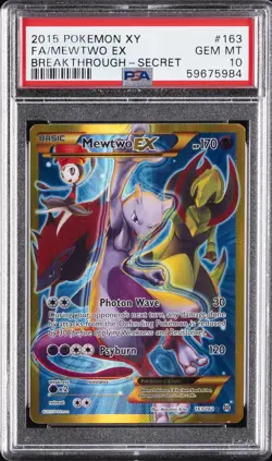 2015 POKEMON XY BREAKTHROUGH SECRET #163 FULL ART/MEWTWO EX PSA 10 - Image 1