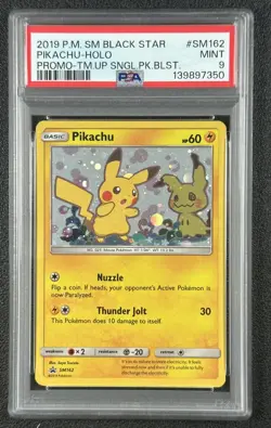 PIKACHU HOLO PSA 9 2019 POKEMON SM BSP #SM162 PROMO TEAM UP SINGLE BLISTER 7350 - Image 1