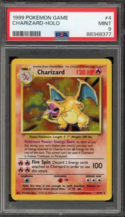Pokemon Charizard Base Set Unlimited Holo Rare #4 PSA 9 Mint - Image 1