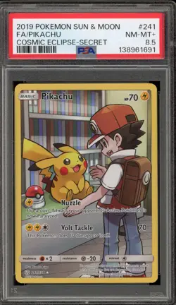 Pokemon Pikachu Cosmic Eclipse Secret Rare Full Art #241 PSA 8.5 - Image 1