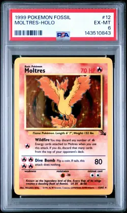 1999 POKEMON FOSSIL #12 MOLTRES-HOLO PSA 6 - Image 1