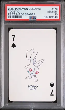 2000 POKEMON GOLD VERSION PART 2 PLAYING CARDS 7 OF SPADES #176 TOGETIC PSA 10 - Image 1