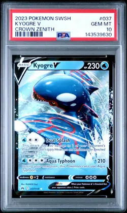 2023 POKEMON SWORD & SHIELD CROWN ZENITH #037 KYOGRE V PSA 10 - Image 1