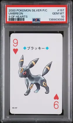 2000 POKEMON SILVER VERSION PLAYING CARDS 9 OF HEARTS #197 UMBREON PSA 10 - Image 1