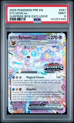 2025 POKEMON PRE EN-PRISMATIC EVOLUTIONS SURPRISE BOX EXCLUSIVE SYLVEON EX PSA 9 - Image 1
