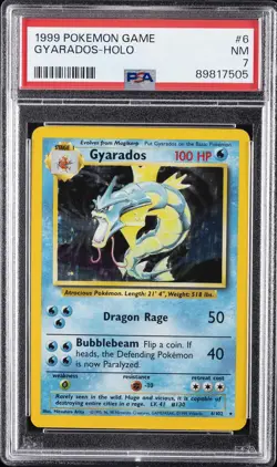 1999 POKEMON BASE SET UNLIMITED #6 GYARADOS-HOLO PSA 7 - Image 1