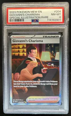 2023 Pokemon SV 151 Giovanni's Charisma Special Illustration Rare #204/165 PSA 8 - Image 1