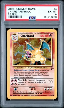 2000 POKEMON BASE SET 2 #4 CHARIZARD-HOLO PSA 6 - Image 1
