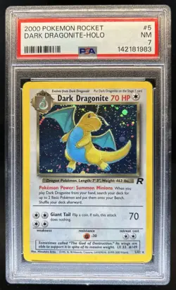 2000 Pokemon Team Rocket Dark Dragonite Holo #5/82 PSA 7 - Image 1